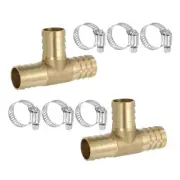 3/4" Brass Tee Hose Barb Fitting,2 Pcs 3 Ways Union Intersection T Shape Barb...
