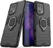 [bigcgreen] Phone Protection Compatible with Oppo Find X5 Pro Phone Case, Slim Case Stand Kickstand PC & TPU Cover With Holder phone accessory(Black)