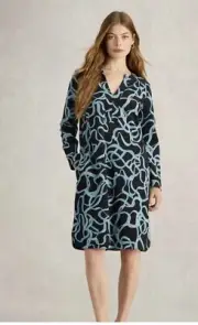 Dress By White stuff June Jersey Black Turquoise Blue Size Medium