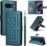 Compatible with Google Pixel 8 5G Cover,Compatible with Google Pixel 8 5G Wallet Kickstand Magnetic Closure Flip Case Green