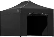 [Instahut] 3x4.5M Gazebo, Pop Up Camping Tent Marquee Folding Black Gazebos Garden Outdoor Wedding Party Canopy Patio Carport, Water Resistant and UV Removable Sidewalls Carry Bag