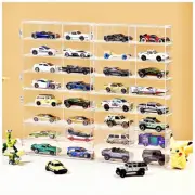 4-Pack Display Case for 1/64 Scale Toy Cars - Wall Mountable Transparent Storage