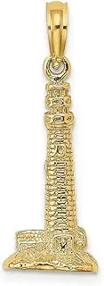 [JewelryWeb] 14ct Gold 3 d Cape May Nj Lighthouse Charm Pendant Necklace 26.8x10mm Wide 7mm Thick