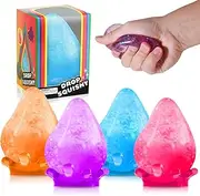 Fidget Toys Stress Cube 4ps, Cube Squishies Anxiety Stress Relief, Ice Squishy Stress Cube-Drop Malt Sugar Balls, Sensory Toys for Kids with Autism, Fidgets for Classroom Prize Toys, Calming Toys