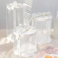在飛比找momo購物網優惠-【GIFTME5】透明圓形塑膠蛋糕盒6寸5入(透明園塑膠禮物