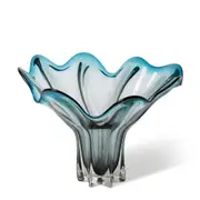E Style Shaka Wavy Glass Flower Vase Centerpiece Indoor Home Decor 41cm Blue