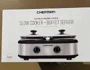 Chefman Double Slow Cooker & Buffet Server 2 x 1.25 Quart Removable Oval Crocks