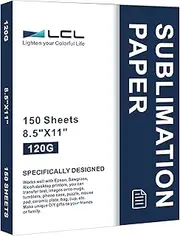 LCL Sublimation Paper 8.5x11 Inch 150 Sheets for Any Inkjet Printer which Match Sublimation Ink 120g