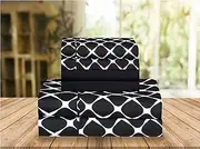 Elegant Comfort Luxury Soft Bed Sheets Bloomingdale Pattern 1500 Thread Count Percale Egyptian Quality Softness Wrinkle and Fade Resistant (6-Piece) Bedding Set, Full, Black