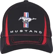 [Checkered Flag Sports] Checkered Flag Mens Ford Mustang Sport Adjustable Black & Red Mesh Back Cap