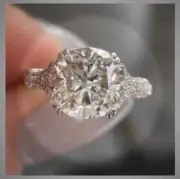 4.50 CT Round Moissanite Hidden Halo Double Prong Engagement Ring 14K White Gold