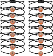 Bonuci 36 Pcs Basketball Bracelet Bulk Basketball Team Gifts Adjustable Braided Sport Theme Charm Bracelets Birthday Party Favors for Women Men Players, 22 centimeters, jade thread