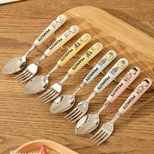 ⭐SNOOPY 史努比 不鏽鋼 陶瓷 湯匙 叉子 餐具 水果叉 可愛湯匙