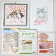 Lot of 5 Art Pieces I Love You Dogs Wolf Tracing Artist Pad Scrap Stickers WS413