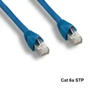 KNTK Blue 1ft Cat6A STP Cable Shielded 10Gbps 24AWG 600MHz Networking RJ45