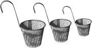 Parliky Retro Garden Accessory 3pcs Galvanized Iron Flower Bucket Metal Flower Container Home Decor