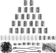 76PCS Vikings Hair Jewelry Norse Runes Tube Beads, Metal Clips Cuffs Rings, Accessories for Braids Dreadlocks Beads for Braiding Beard Decoration Bracelets Pendant Necklace DIY