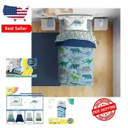 Vibrant Blue Dinosaur Toddler Comforter Set - Includes Sheets & Pillowcase