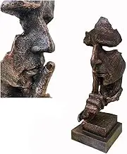 Scekack (Silence is a Golden Statue) , Modern Creative Office Room Art Decorations, Sculpture Table for Friends (Ancient Silver, Sandstone, Antique Gold, Bronze) 5x5x13inch (Ancient Gold)