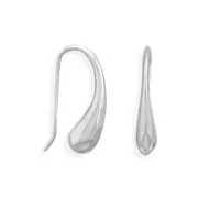 Puffy Teardrop Raindrop Curved Wire Earrings Sterling Silver