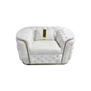 Elegant 1 Seater Sofa Plush Velvet Fabric in Beige Colour
