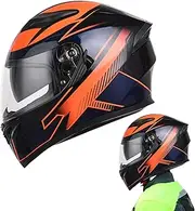 AMITH Motorcycle Hat for Men - Full Face Dual Lens Shield Street Motorcycle Hat - Cycling Hat for Motorcycles, Scooters & Mopeds, Street Hat for Adults Men and Women