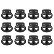 12Pcs Alloy Spring Cord Lock Ends Toggle for Shoelaces Black 17x15mm