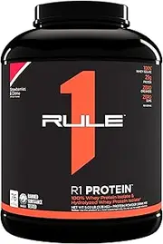 Rule1 R1 100% Whey Protein Isolate and Hydrolysate Protein Powder 5.03 lb, Strawberries & Creme (76 Servings)