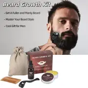Beard Comb Massager Growth Kit Set Men Mustache Boosts Enhanced Hair Oil Balm