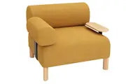 DD Cailloux Fabric Single Seater Breakout Sofa with 1 Armrest & 1 Side Table