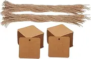 CAXUSD 200pcs Blank Kraft Paper Labels with Jute Twine Writable Price Tags for Retail Clothing Crafts Double Sided Usability Ample Writing Space Sturdy Easy to Hang
