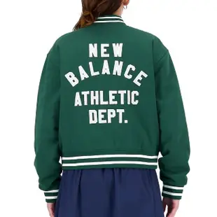 【NEW BALANCE】女款 綠色 刺繡LOGO 鋪棉 口袋 美版 棒球 運動 休閒 外套 WJ41509NWG