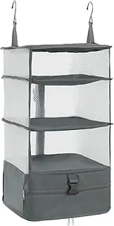 ELEZAY Hanging Packing Cubes Portable Travel Closet Collapsible Compression Clothes Organizer with Built in Shelves for Carry-on Luggage Suitcase Wardrobe Large_11.8 * 11.8 * 24 in, Grey