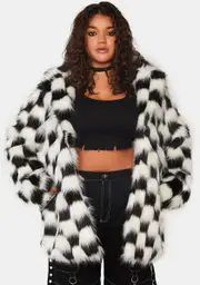 [Current Mood] Plus Checkered Recipe For Disaster Faux Fur Coat