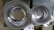 (2) Wilton Armetale Pewter Flutes & Pearls Round Serving Bowls 12" & 9"