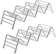 PRETYZOOM 2Pcs Taco Display Racks Multipurpose Tortilla Holders for Taco Burrito Spring Roll Non Slip Storage Holders Steel Color for Parties Gatherings