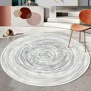 Round Machine Washable Small Rug for Living Room Kitchen Indoor Enterway Mats Low Pile Floor Mat Thin Retro Abstract Tree Ring Blue/Gray1, ø 60 cm