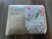 VTG 80s Cannon Floral 2 Piece Twin Sheet Set Flat, Fitted, Pillow Case Sealed