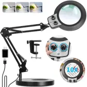 10X Magnifying Glass with Light and Stand, Any Color Modes & Stepless Brightn...
