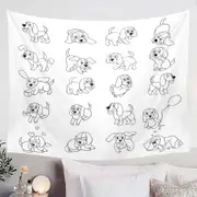Funny and Cute Puppy Drawings Tapestry