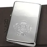 DEVIN Logo Silver Mirror Finish Etching Oil Lighter Gold Insert Made in Japan