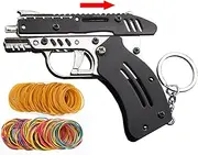Rubber Band Gun New Generation Upgrade Mini Metal Foldable Toy Gun Keychain Foldable Handmade Toy Decor for Adults Kids