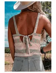 Azura Exchange White Western Fashion Print Tie Back Spaghetti Strap Tank