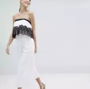 NWT ASOS Design Structured Bandeau Jumpsuit White Size 12