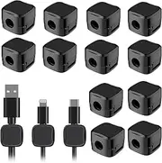 12 Pack Magnetic Cord Organizers, Desk Cable Clip Management, Hide Phone Charging Cable Keeper, Adhesive Cord Organizer, Charging Wire Storage Management Clip for Home Wall Bedroom Kitchen Office (BK)