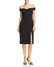 $380 Aidan By Aidan Mattox Womens Black Off-The-Shoulder Sweetheart Dress Size 0