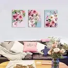 Woman Wall Decor Set of 3 Pink White Flower Canvas Art Unframed 30*40cm
