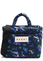 Marni Puff Mini Floral-print Nylon Tote - Blue ONE SIZE