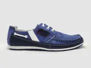 Kcr Group men's dockside leather boat shoes in Blue - size 9
