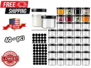 4 OZ Glass Jars With Lids Small Mason Wide Mouth Mini Canning 40 PACK Black Lids